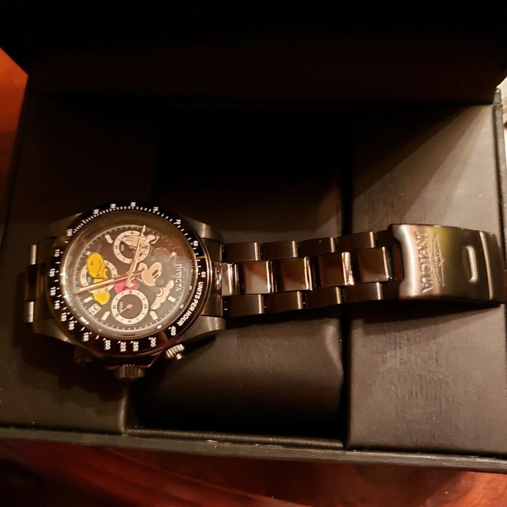 Invicta Disney Mickey Mouse Watch‎ Men's Black Stainless Steel